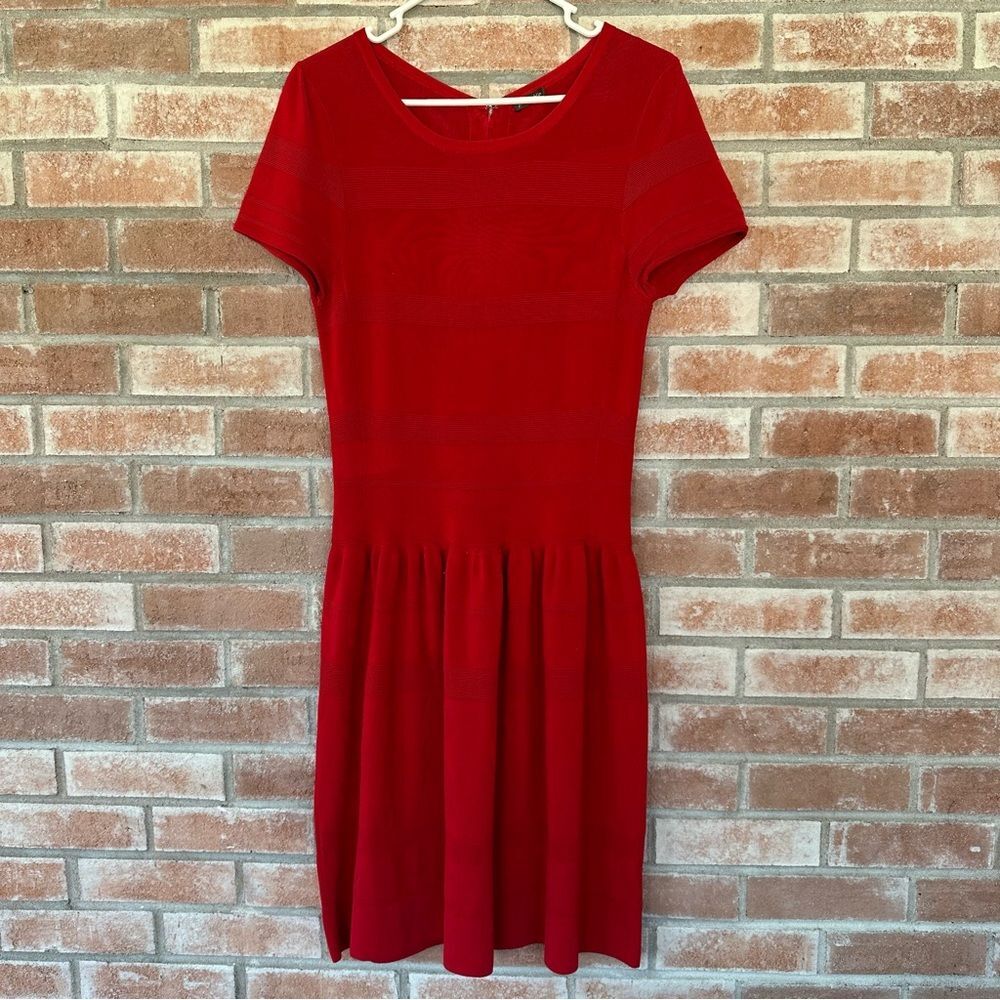 J. McLaughlin Drop Waist Grace Dress Knee Length Women’s Medium Red Stretchy